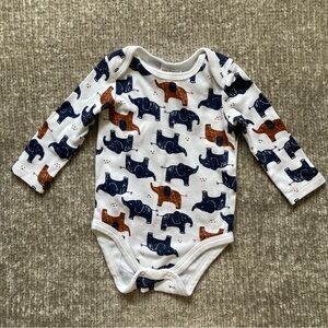 Petit Lem Mini Threads Elephant Print Long Sleeve Bodysuit‎ 6M Classic Animal